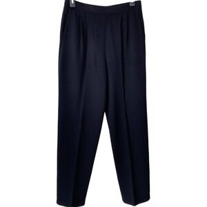 St John Womens Size 4 Santana Knit Pleated Trousers Black Dress Pants Pockets S